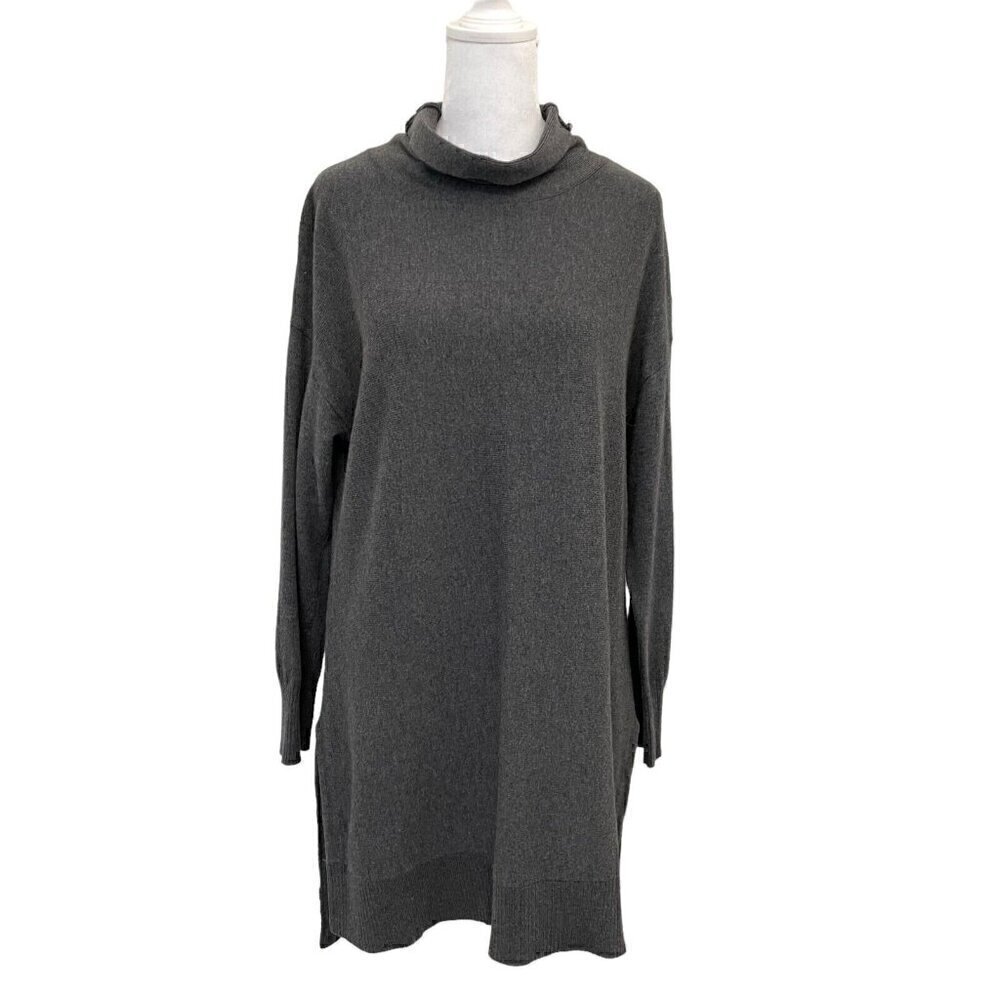 Soft Surroundings Wool Cashmere Blend Turtleneck Sweater Tunic Gray size Medium